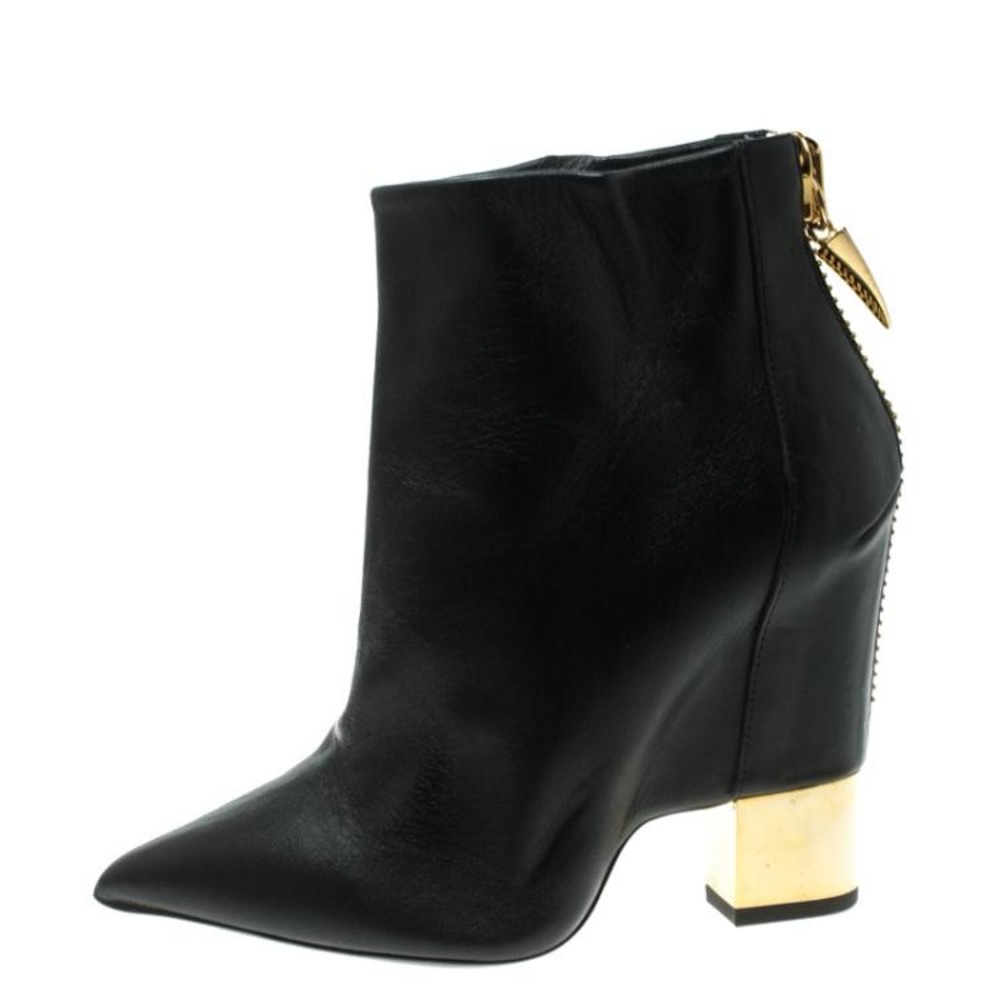 Giuseppe Zanotti Black Leather Boots with Gold Heel